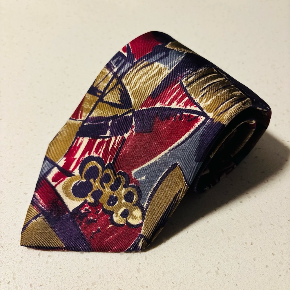 Courrèges Paris Elegant Multicolor‎ Abstract Tie Men’s Vintage Luxury Designer